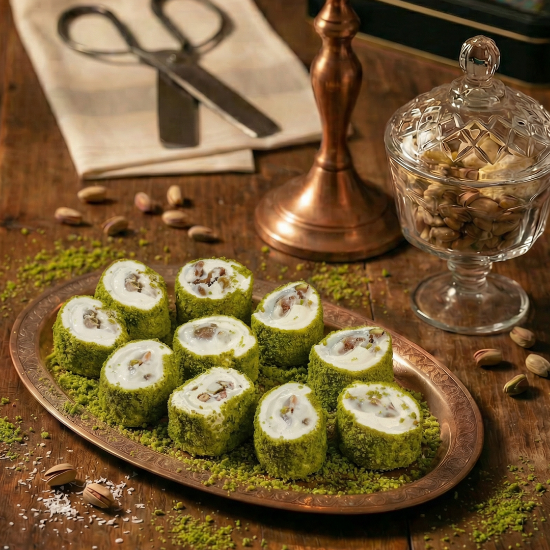 Kaymaklı Antep Fıstıklı (Dışı Toz Antep Fıstıklı) Lokum 500 gr resmi