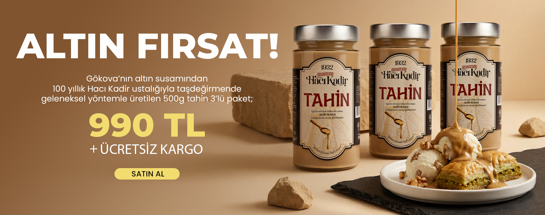 Beklenen kampanya! 3 adet 500 g Altın Susam Tahin Kampanyası